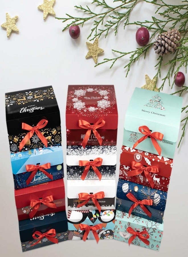 ARTLYMERS Christmas Gift Boxes with Lids, 6 Pack Gift Box and Red Ribbon Christmas Themed Pattern Small Gift Boxes for Xmas Presents Gifts Easy Assemble - Image 4